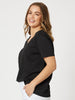 V Neck Cotton T-Shirt - Black