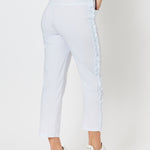 Frilled Side Detail Stretch Pant - White