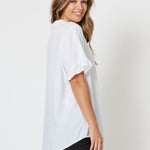 Kylie Frill Trim Shirt - White