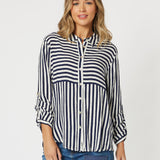 Tina Stripe Shirt - Navy/White