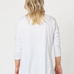 Floral Outline Long Sleeve Top - White