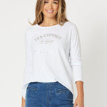 Les Copines Long Sleeve Top - White