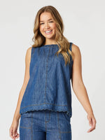 Charli Reversible Button Up Denim Vest - Denim