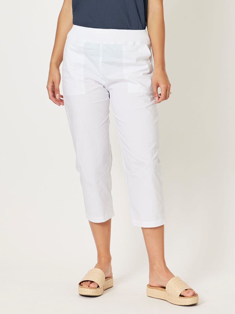 Santorini Cotton Capri Pant - White