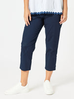 Santorini Cotton Capri Pant  - Navy