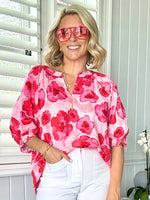 Pink Poppy Floral Blouse