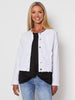 Collarless Denim Jacket - White