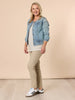 Collarless Denim Jacket - Denim THREADZ