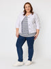 Collarless Frayed Hem Denim Jacket  - White