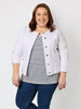 Collarless Frayed Hem Denim Jacket  - White