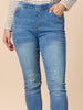 LA Distressed Pull On Stretch Denim Jean - Denim