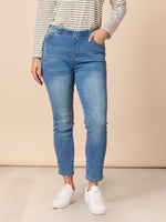 LA Distressed Pull On Stretch Denim Jean - Denim