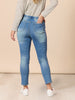 LA Distressed Pull On Stretch Denim Jean - Denim