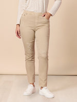 LA Distressed Pull On Stretch Denim Jean - Natural