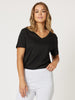 V Neck Cotton Tee - Black
