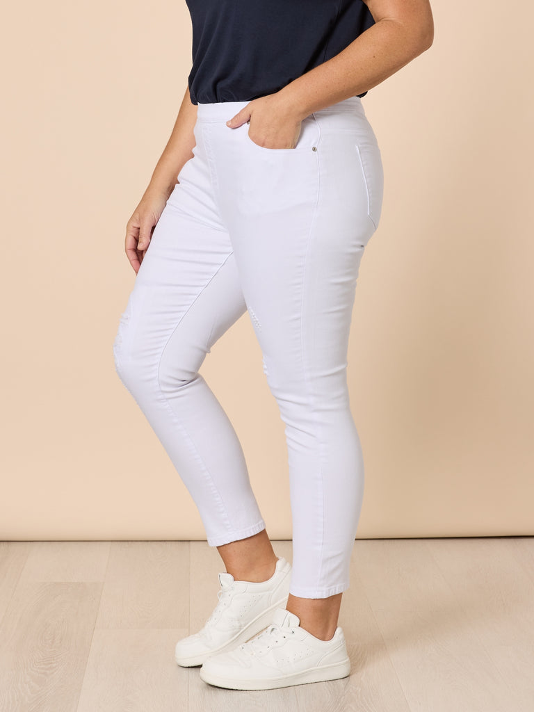 LA Stretch Pull On Jean - White threadz