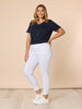 V Neck Cotton T-Shirt - Navy