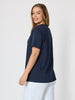 Cotton V-neck T-shirt - Navy
