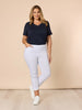 V Neck Cotton T-Shirt - Navy