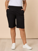 Santorini Cotton Pull On Shorts - Black