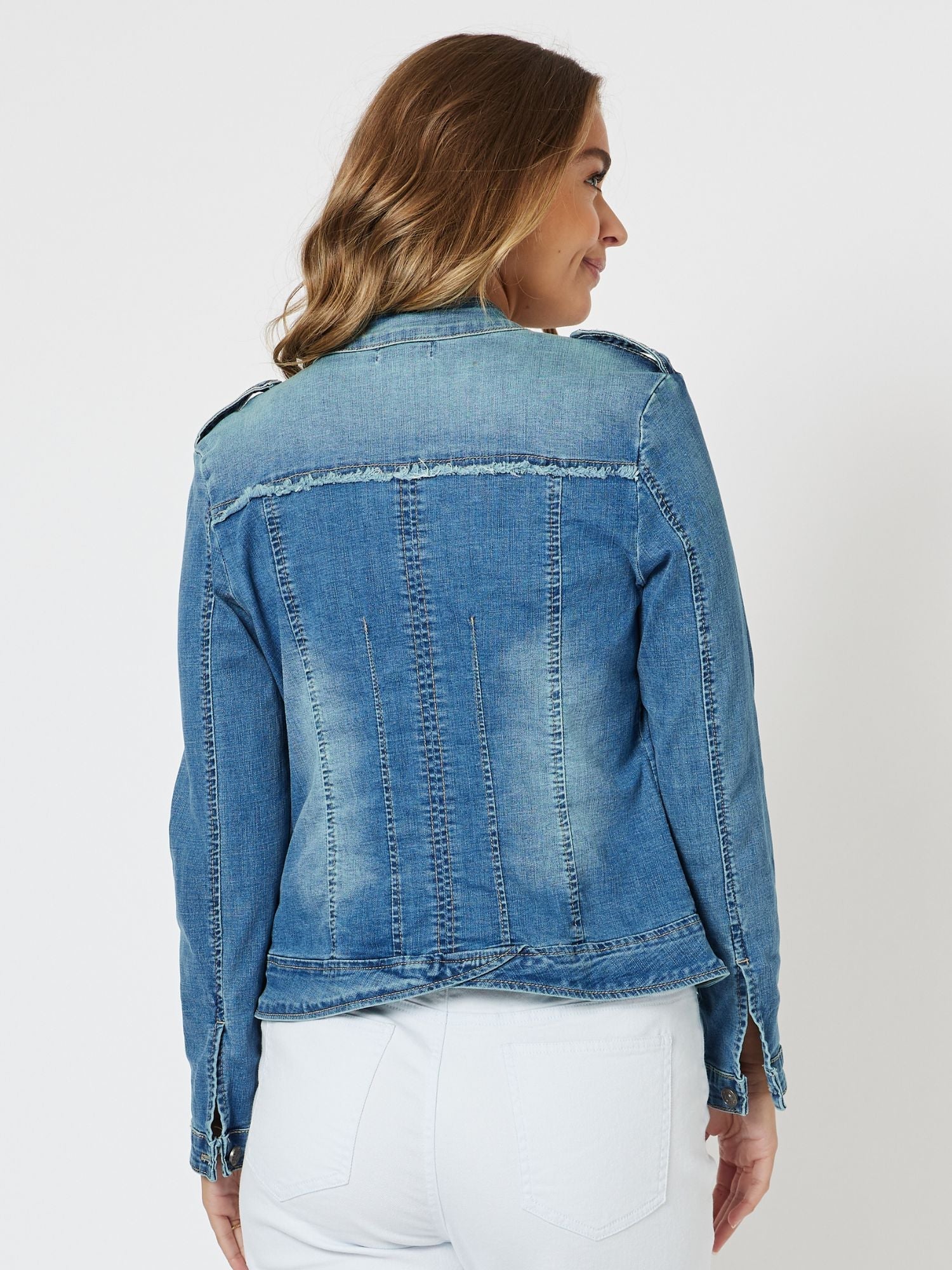 Military Style Denim Jacket Denim Threadz