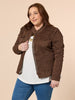Military Style Denim Jacket - Chocolate THREADZ