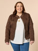 Military Style Denim Jacket - Chocolate