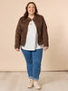 Military Style Denim Jacket - Chocolate THREADZ