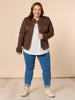 Military Style Denim Jacket - Chocolate THREADZ
