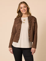 Military Denim Jacket - Chocolate