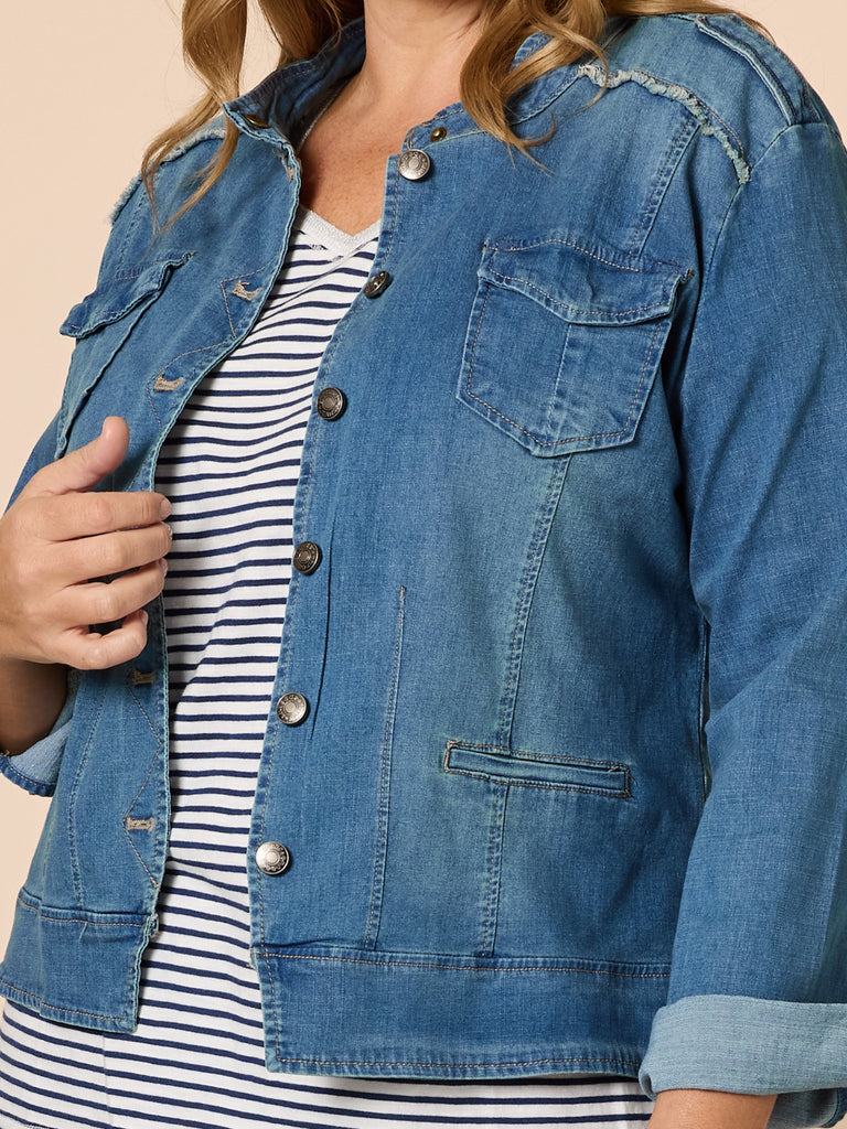Military Denim Jacket - Denim – Threadz