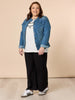Military Style Denim Jacket - Denim THREADZ