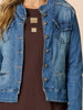 Military Style Denim Jacket - Denim