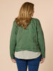 Military Style Denim Jacket - Khaki threadz