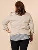 Military Style Denim Jacket - Natural THREADZ