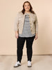 Military Style Denim Jacket - Natural THREADZ