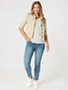 Military Style Denim Jacket - Natural