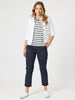 Military Style Denim Jacket - White