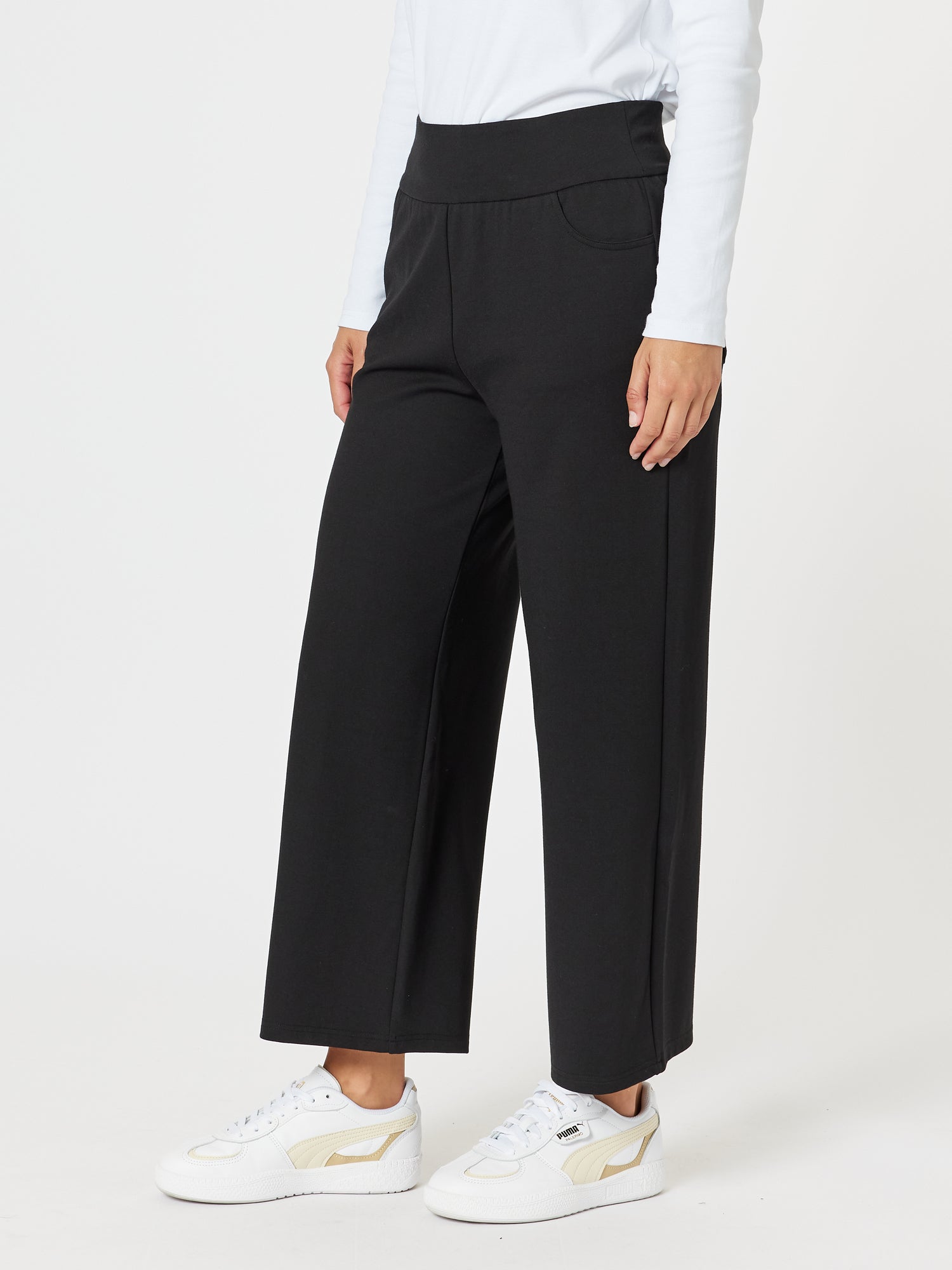 Kimmy Ponte Wide Leg Pant - Black – Threadz