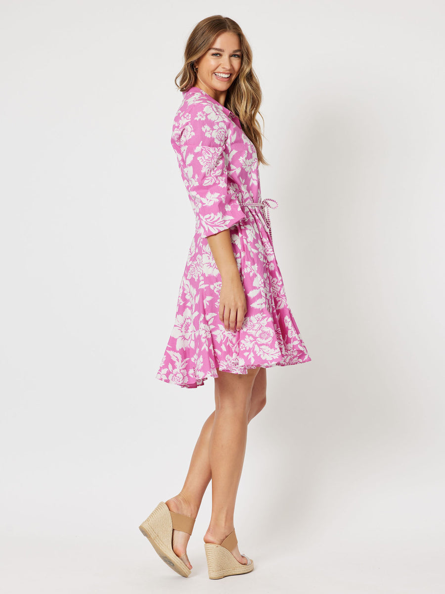 Amour Cotton Print Dress - Pink