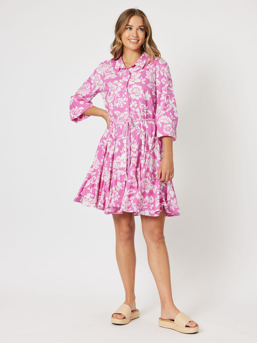 Amour Cotton Print Dress - Pink