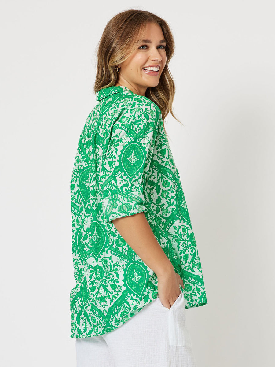 Hola Cotton Print Shirt - Green