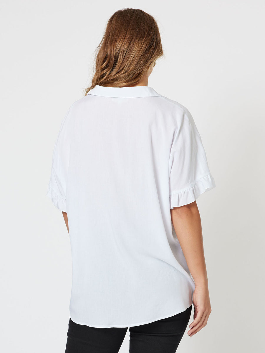 Kylie Frill Trim Shirt - White