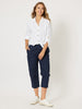 Santorini Cotton Crop Pant - Navy