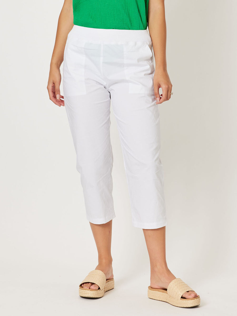 Santorini Cotton Crop Pant- White