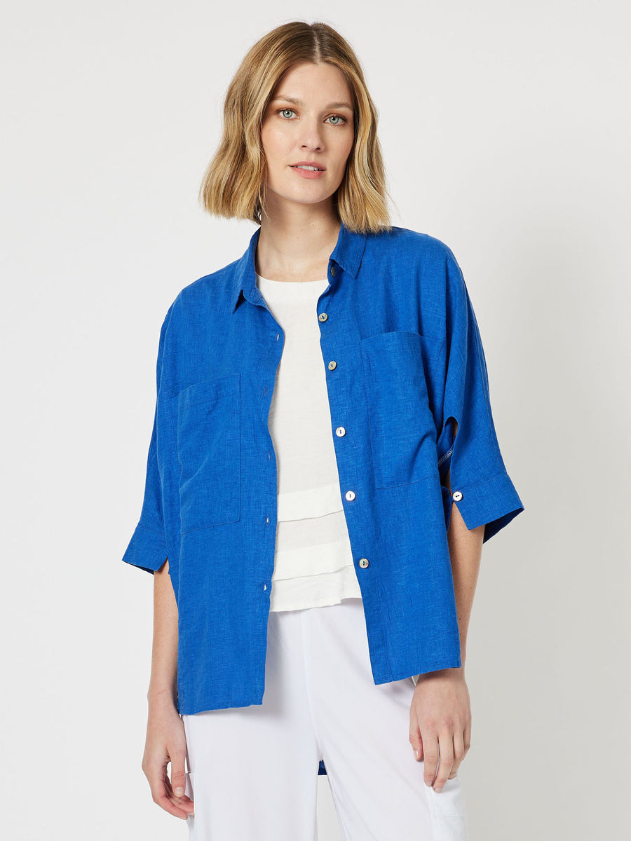 Darci Twin Pocket Shirt - Azure Blue