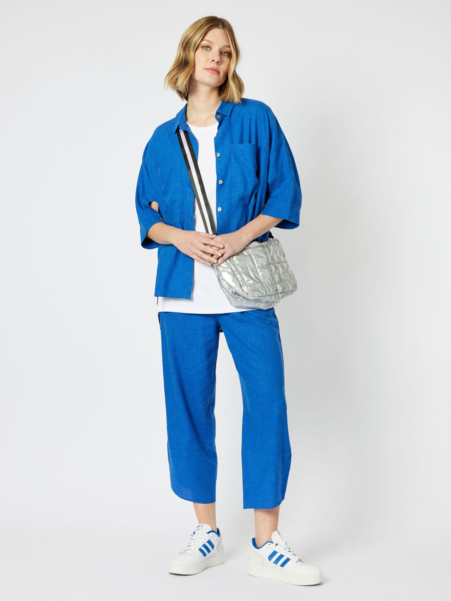 Emerson Shirred Waist 7/8 Pull On Pant - Azure Blue
