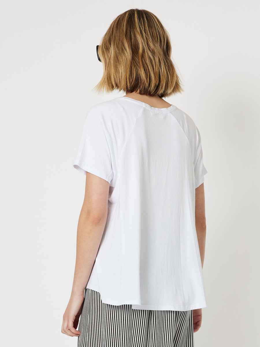 Poppy Stretch Knit Short Sleeve T-Shirt - White