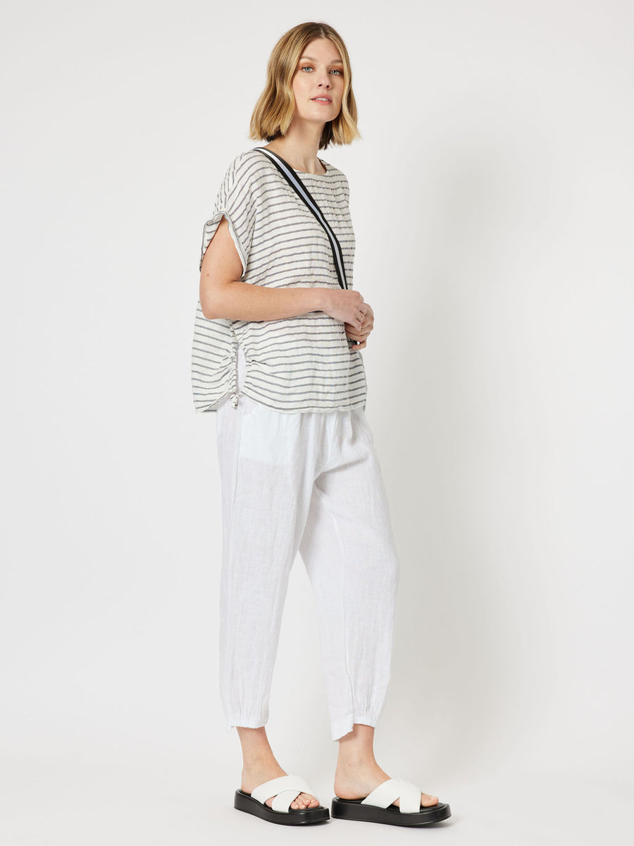 Isabella Stripe Relaxed Fit Tie Detail Top - Stripe