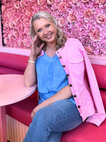 Maggie Denim Jacket - Flamingo
